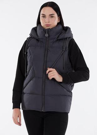 Теплый жилет короткий женский new color 190126 xs темно-серый (2200005035221)
