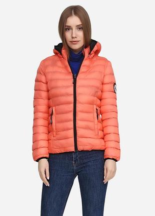 Куртка демісезонна коротка з капюшоном жіноча geographical norway 146015 l рожева (lv2200004006239)