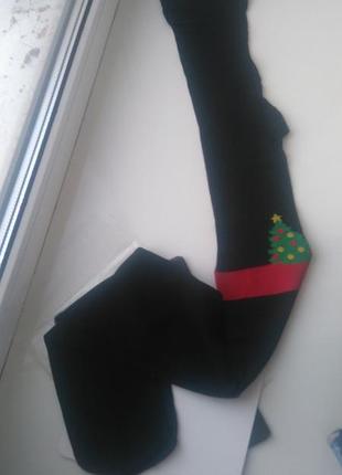 Елки! итальянские новогодние колготы с имитацией чулков и елкой bon prix