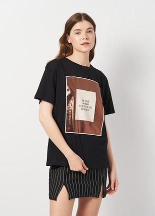 Футболка хлопковая женская eyma sport 191894 m черный/коричневый (2200005070529)