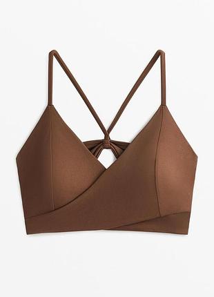 Спортивний топ-бралет oysho comfortlux коричневий / топ для фітнесу та йоги