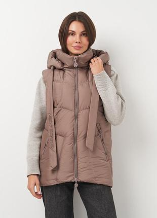 Теплый жилет короткий женский new color 187478 s коричневый (2200004959849)