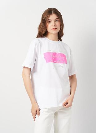 Футболка хлопковая женская eyma sport 191878 l белый/розовый (2200005070048)