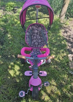 Велосипед триколісний дитячий коляска strolly compact рожевий
