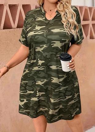Свободное платье shein curve стиль милитари, размер 0xl (uk 16)