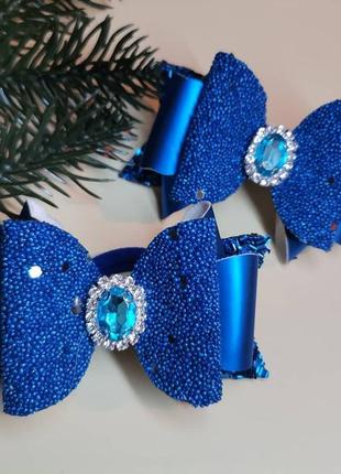 Резинки з синіми бантиками, шкільні бантики, резинки в садочок