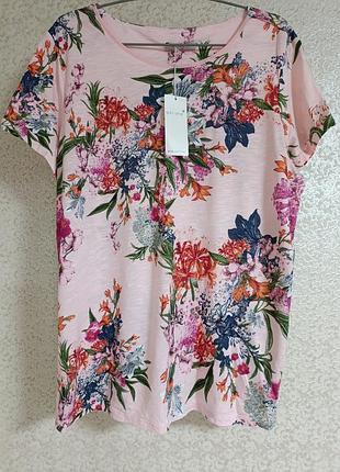 Жіноча футболка блузка блуза топ в квітковий принт квіти per una marks& spencer, р.16