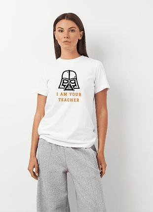 Футболка жіноча біла з принтом "i am your teacher", xs