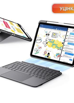 Чехол с клавиатурой esr flex case для ipad 11 (a16) тёмно-серый qwertz магнитная съемная клавиатура и трекпад