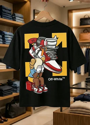 Брендовая мужская футболка off-white kaws x shoelaces\италия