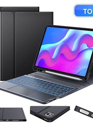 Чехол-клавиатура earto для ipad air 11 черный qwertz тачпад 7 цветов m3/m2 2025/2024