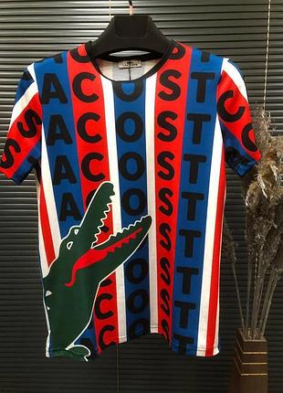 Футболка lacoste blue red лакосту лакост футболка