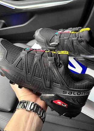 Чоловічі кросівки salomon speedcross 4 чорні водостійкі кроси із текстилю для бігу на осінь весну саломон спідкросс