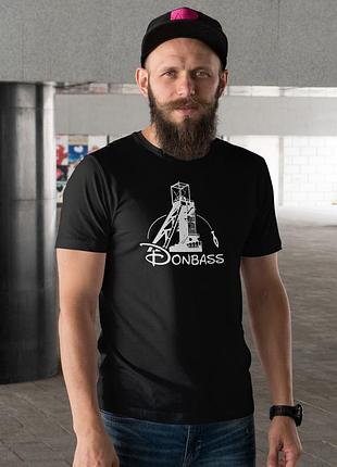 Черная мужская футболка с принтом «donbass»