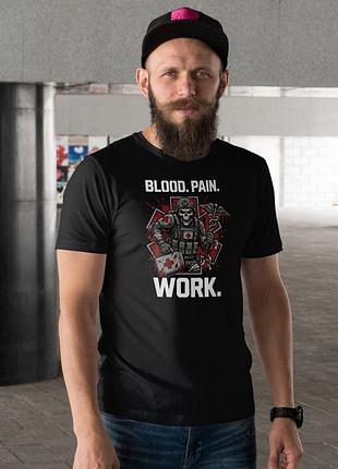 Футболка с принтом «blood. pain. work.» (боевой медик)
