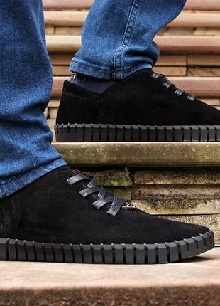 Черные мужские мокасины prime shoes из замши 45 размер
