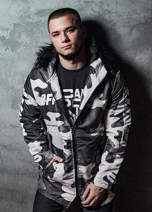 Парка off white - grey camo