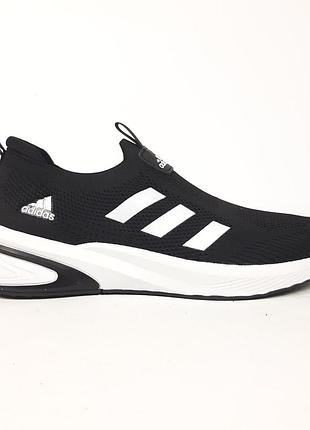 Adidas slip-on lite flow тапочки мокасины слипоны черные с белым 44