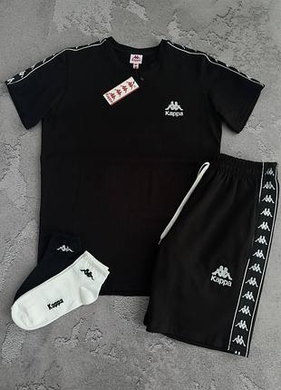Комплект мужской футболка + шорты kappa black! летной комплект мужской футболка и шорты kappa! материал хлопок! костюм летний! размеры s-xxl!