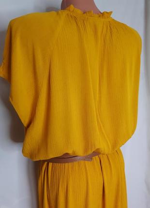 Желтое платье с воланом внизу  fit & flare dress yessica(размер 42-44)7 фото