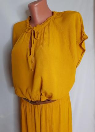 Желтое платье с воланом внизу  fit & flare dress yessica(размер 42-44)8 фото