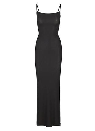 Skims soft lounge long slip dress у чорному кольорі