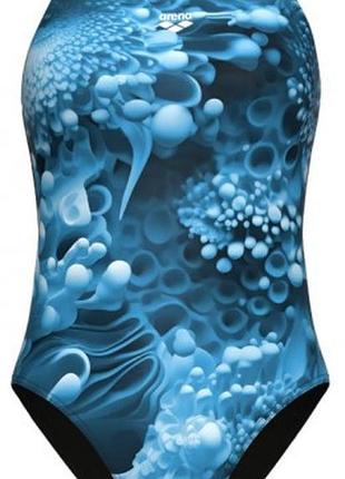 Купальник закритий для жінок arena blue flowers swimsuit v back
