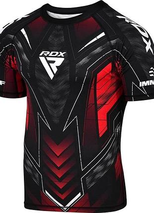 Футболка компрессионная rdx compression shirt half sleeves immaf-1 черный, красный уни xxl