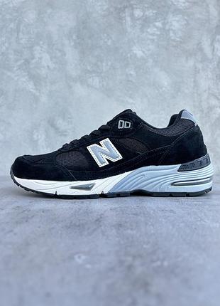 Мужские кроссовки нью баланс new balance 991 black white чёрный белый 41 42