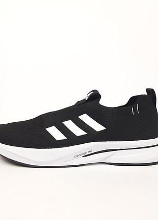 Adidas slip-on lite flow тапочки мокасины слипоны черные с белым 43