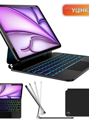 Клавиатура nuflaz x7 чёрно-серая azerty подсветка 7 цветов трекпад ультра‑тонкая для ipad 11"