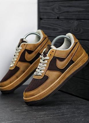 Мужские кроссовки найк аир форс nike force 1 brown коричневый 40 42