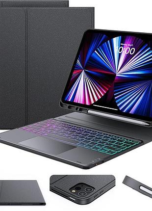 Чохол earto з клавіатурою для ipad air 13 дюймів (m3 2025/m2 2024), 3-зонне підсвічування з 7 кольорами, клавіатура ipad pro 12.9