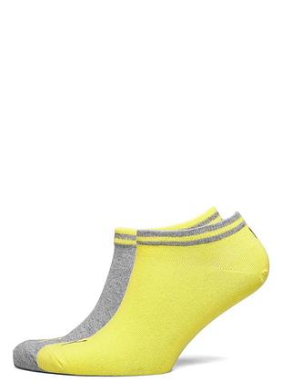 Шкарпетки puma heritage sneaker 2p сірий, жовтий унісекс 39-42