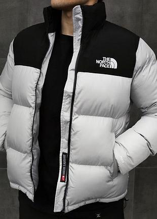 Мужская куртка теплая стильная зе норт фейс the north face 700 light grey reflective s xxl