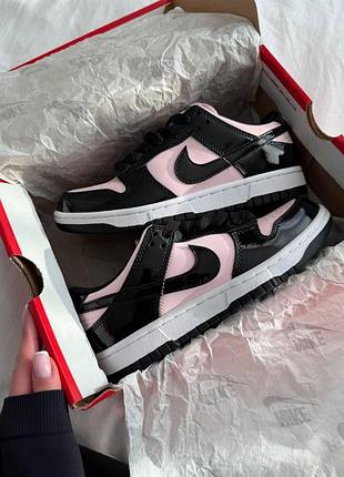Женские кроссовки найк сб данк nike sb dunk low patent black / pink 38