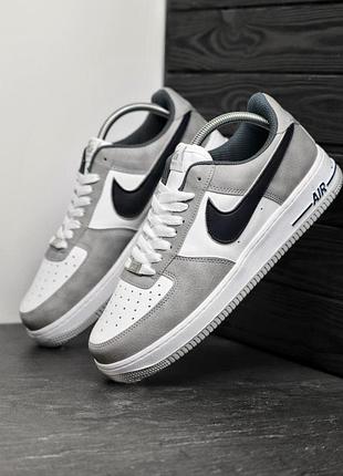 Мужские кроссовки найк аир форс nike air force 1 grey white серый белый 40 42
