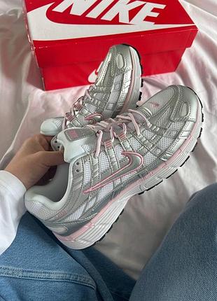 Женские кроссовки найк стильные красивые nike p-6000 silver pink 37