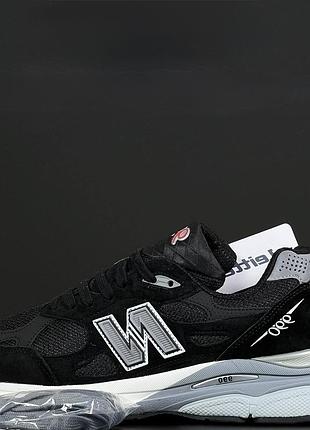 Мужские кроссовки нью баланс водонепроницаемые new balance 990 usa black white черный белый 41 42