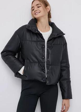 Куртка onllydia short faux leather puffer otw 15235006-black only l чорний 15235006-black