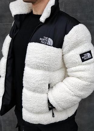 Мужская куртка теплая стильная зе норт фейс the north face sherpa nuptse black and white l s