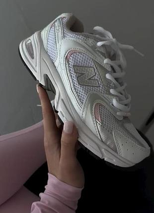 Женские кроссовки new balance 530 white silver pink белый серебряный розовый 37