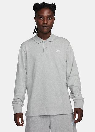 Кофта nike club longsleeve-polo grey fq3417-063