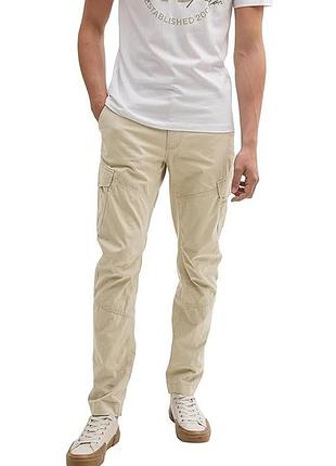 Штани denim men's regular tapered cargo pants 1042559-35723 tom tailor l бежевий 1042559-35723 xl