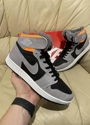 Распродаж зимние мужские кроссовки найк аир джордан nike air jordan мех grey серый 42