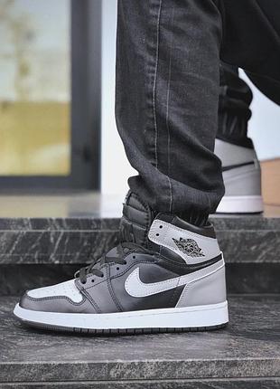 Мужские кроссовки найк аир джордан nike air jordan retro1 black/grey high shadow 42