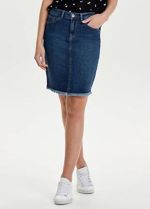 Юбка onleliza life reg rawedge skirt 08 noos 15159611 medium blue denim only 34 синий 15159611mediumblueden 36
