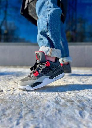 Мужские кроссовки найк аир джордан nike air jordan 4 retro 'infrared' grey red black white 44