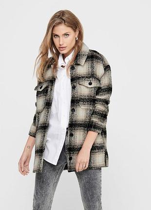 Куртка onlallison check shacket otw noos 15210562-pumice stone-checks: black only l бежевий 15210562-pumice stone-che xs