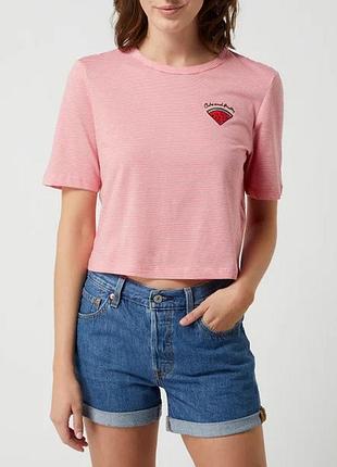 Футболка onlfruity life s/s stripe top box jrs 15231612 strawberry pink - bright white + watermelon 15231612strawberrypink-br xs